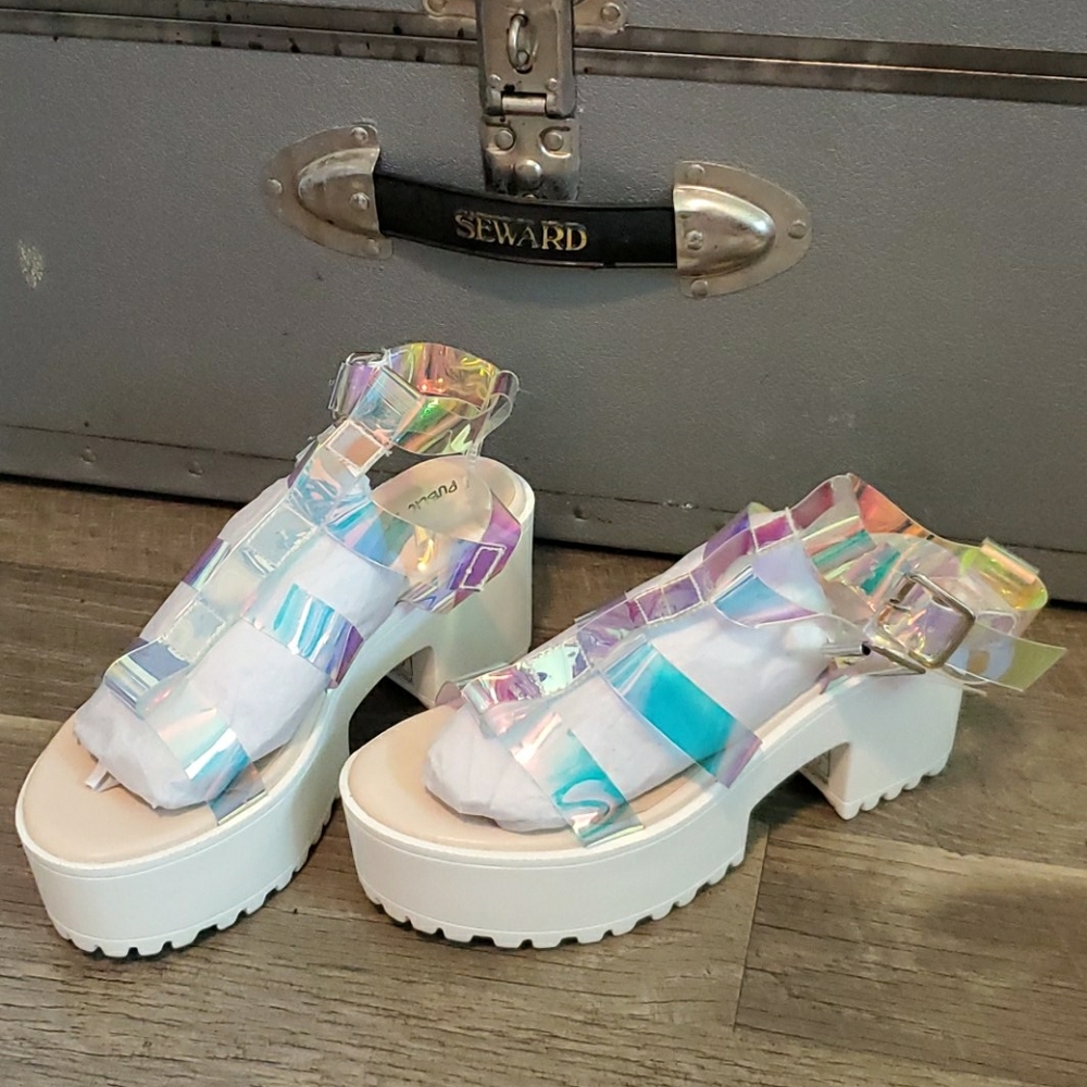Public Desire Teresa Iridescent Platform Sandals